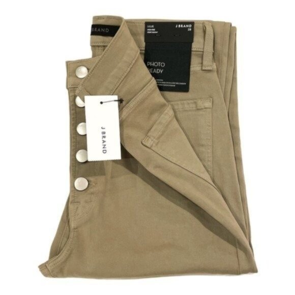 J BRAND Lillie Button Fly Cropped Skinny High Waist Jeans in Mauz Green - NWT - Picture 4 of 6